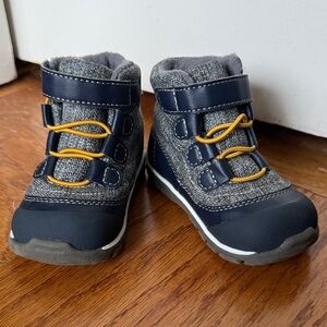 See Kai Run toddler waterproof insulated Navy and Gray Boots